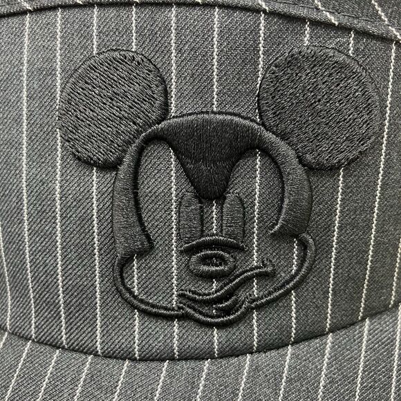Disney Parks Mickey Mouse Black Pinstripe Visor Adult Embroidered Adjustable Hat - Picture 3 of 11